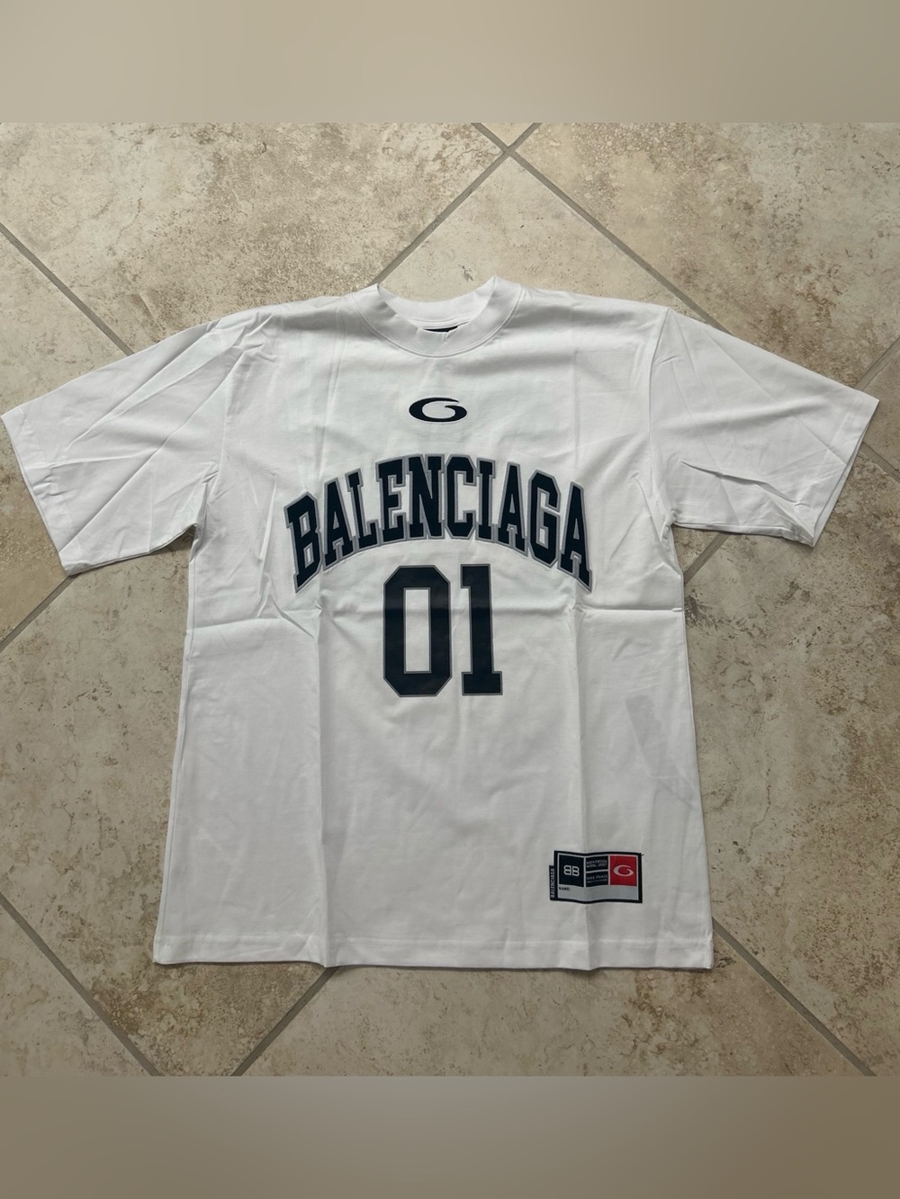 Balenciaga Oversized 01 Jersey T-Shirt Size L White Short Sleeve